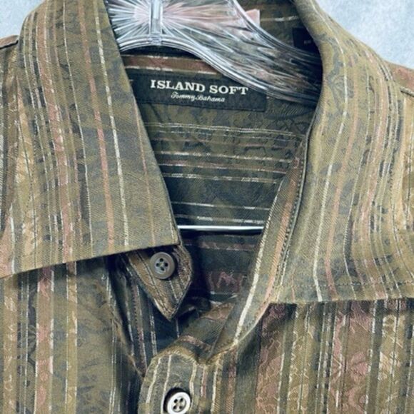 Tommy Bahama Mens Island Soft Cotton Button Down Shirt Rust Brown Large L NWT - Picture 4 of 6